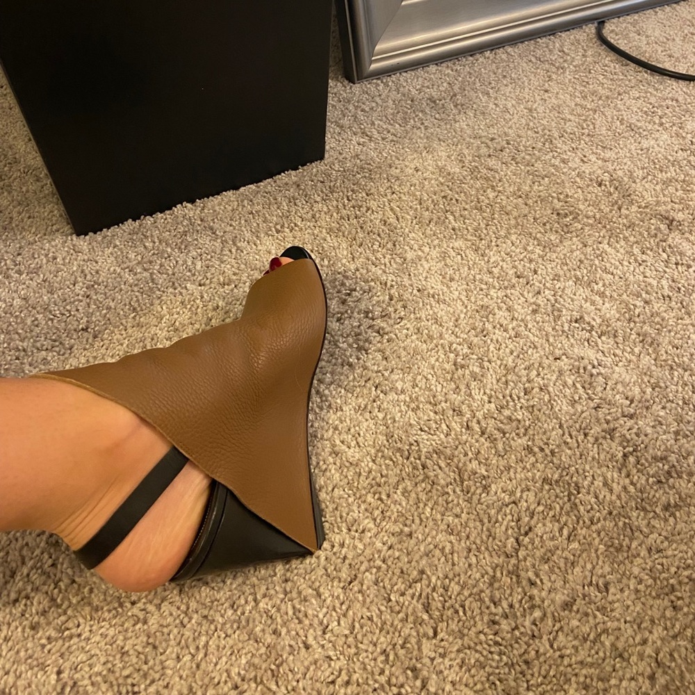 Balenciaga leather sling back wedges - 38